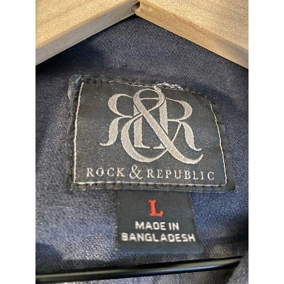 Rock And Republic Gunshow Vest Studded Black Tie Dye Cutoff Arm Sz L - Picture 3 of 3